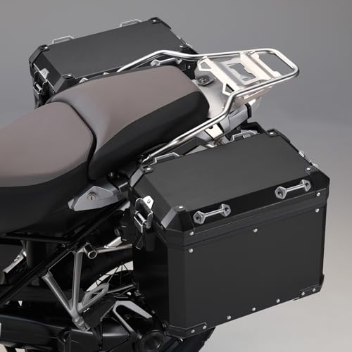 TCT-MOTORPARTS 48L Black Saddlebags Panniers Side Case Luggage Bag Fits for BMW R1200GS R1250GS - color: Black Saddlebags (48L)