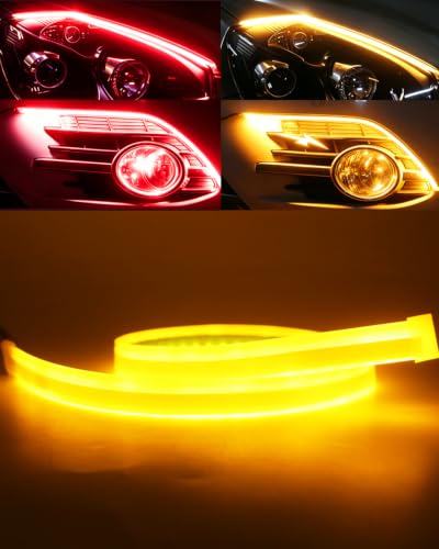 Qasim 24inch Sequential Flowing LED Strip Amber &Red Tail Light - size: 60CM Red&Amber