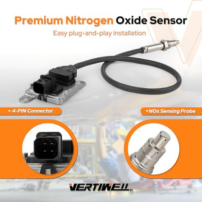 NOx Sensor Outlet Downstream Nitrogen Oxide Sensor Compatible with Freightliner Cascadia Kenworth T680 Peterbilt 389 International Harvester 10.5L 12.4L 14.9L L6 2013-2020 Replaces 904-6015