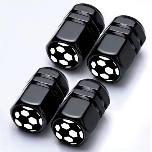 4Pack Soccer Tire Valve Caps Aluminum Leak-Proof Valve Stem Covers - color: Football