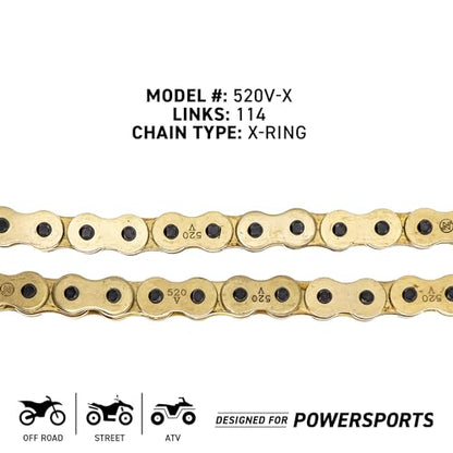 NICHE Drive Sprocket Chain Combo for Yamaha Virago V-Star 250 Route 66 XV250 Front 16 Rear 45 Tooth 520V-X X-Ring 114 Links - size: X-Ring Chain