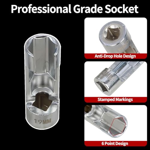 DPTOOL 14pcs Diesel Injector Fuel Line Socket 8-22mm Flare Nut Socket Set