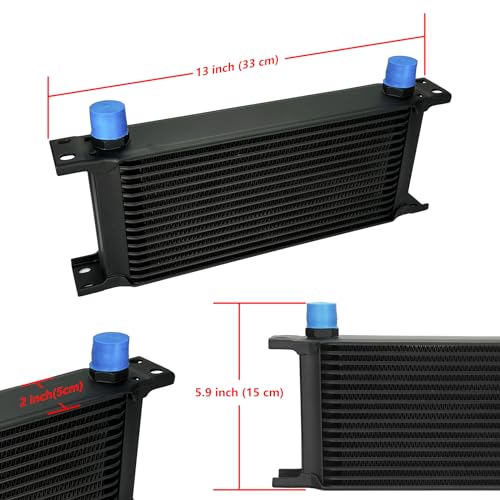 Ucreative 16 Row AN10 Stacked Plate Aluminum Engine Transmission Oil Cooler - size: 16 Row with Adapters