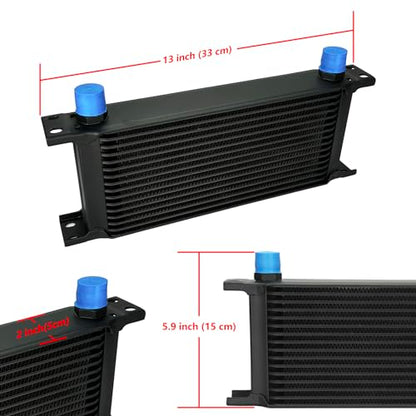 Ucreative 16 Row AN10 Stacked Plate Aluminum Engine Transmission Oil Cooler - size: 16 Row with Adapters