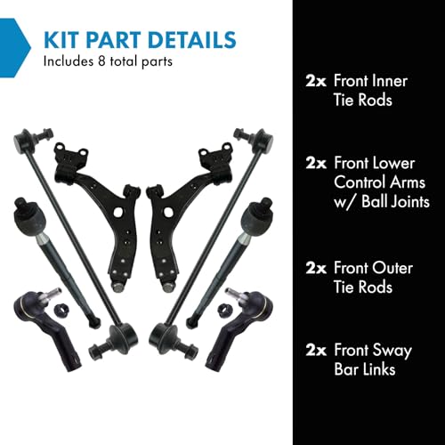 TRQ Front Steering & Suspension Kit Control Arm with Ball Joint Sway Bar - style: PSA36565