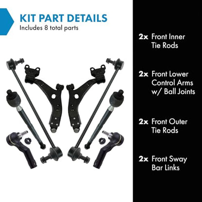 TRQ Front Steering & Suspension Kit Control Arm with Ball Joint Sway Bar - style: PSA36565