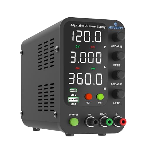 DC Power Supply Variable, 0-120V 0-3A Switching Bench Power Supply with 20W USB & Type-C Quick-Charge, Encoder Corase & Fine Adjustment Knob, Output Switch, 4-Digit LED Display - SPS-12003V - color: Upgraded, size: 120V 3A