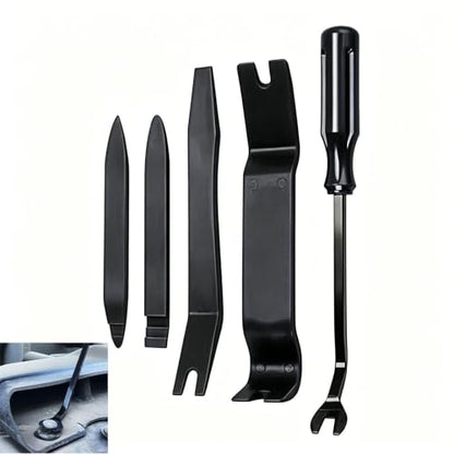 5PCS Auto Trim Removal Tool Kit, Pry Tool Kit, No Scratch (Black) - color: Black