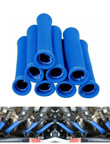 Spark Plug Wire Heat Shield Spark Plug Wire Heat Shield Sleeve Spark Plug Boot Protector Boots Wrap for SBC BBC 350 454 8PCS Plug Wire Covers - 2500F High Temp Protection（Blue) - color: Blue