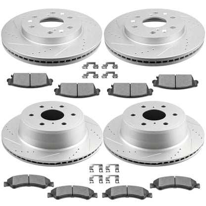 SCITOO Brake Kits Front Rear Brake Rotors Brake Pad:55097;55133;D1092;D1194 - size: 55097+D1092 & 55133+D1194 [4+8PCS]