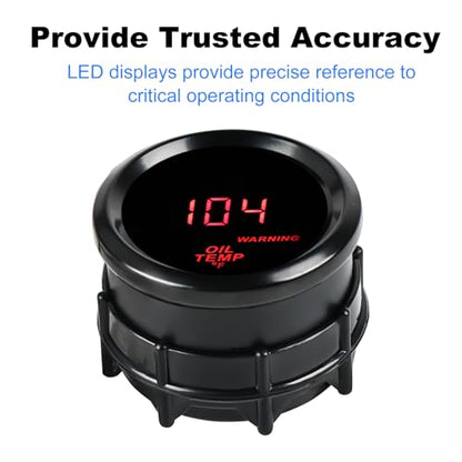 2inch 52mm Oil Temp Temperature Gauge Meter 104-302℉ DC12V with Sensor - color: Oil Temp Gauge