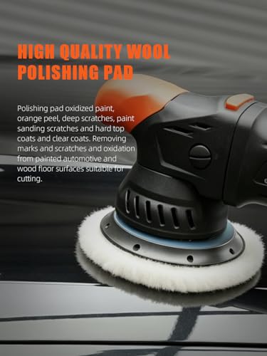 SPTA Wool Buffing Polishing Pads, 3Pcs 6 Inch (150mm) Wool Cutting Pad, Wool Compounding Pad, Buffing and Polishing Pads for 6 Inch Car Polisher Compounding, Polishing, Buffing - style: 150mm