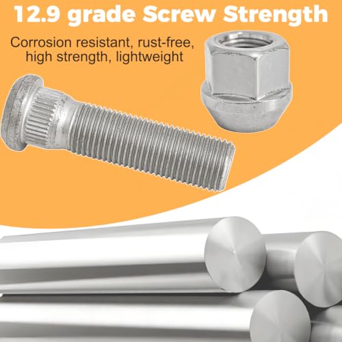 6Sets 1/2-20 Inch Wheel Stud with Nuts for Trailer Compatible with Lippert Axles 3500 lb, Compatible with Dexter Axles 4400 lb with 1/2"-20 UNF Thread Size, Wheel Studs - size: 6Sets