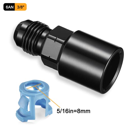 6AN Male to 3/8" SAE Quick-Disconnect Female Push-On EFI Fitting Aluminum Connector Oil Fuel Adapter