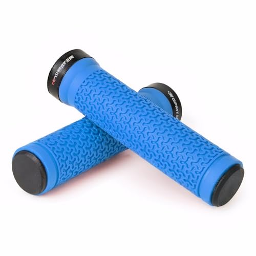 GPMTER Bike Handlebar Grips, Single Lock on Bicycle Handle Bar, for BMX, Mountain, MTB, Beach Cruiser, Scooter, Folding Bike, Soft Non-Slip-Rubber Hand Grip Comfortable Ergonomic - color: Blue