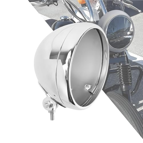Motorcycle 7" Headlight Housing 7 Inch Head Lamp Bucket Fit for Harley Dyna Softail FX Custom Sportster XL (Chrome) - color: Chrome