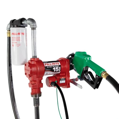 Fill-Rite FR1210HA1F 12V 15 GPM (57 LPM) Fuel Transfer Pump with Discharge Hose, Automatic Nozzle, Filter Kit, Suction Pipe - style: Filter Package