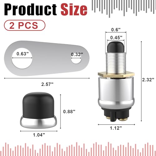 BFXM 2 PCS Push Button Starter Switch, 12V 50A Momentary Push Button Switch - color: black-2