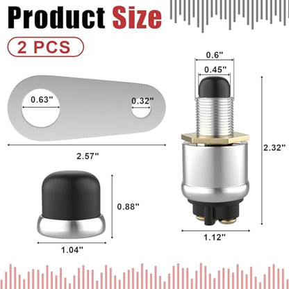 BFXM 2 PCS Push Button Starter Switch, 12V 50A Momentary Push Button Switch - color: black-2