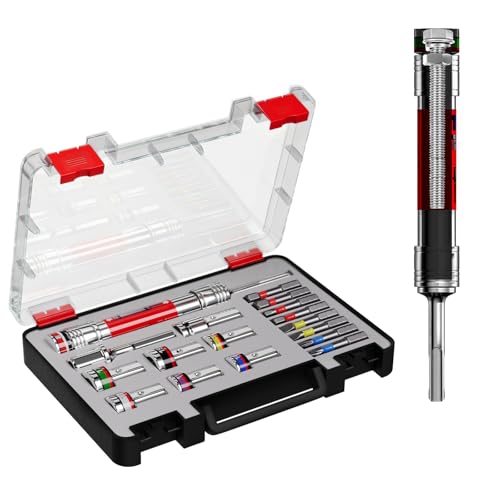 Power Nut Driver Set 19PCS 5-Inch Extended Reach Hollow Nut Driver Shaft