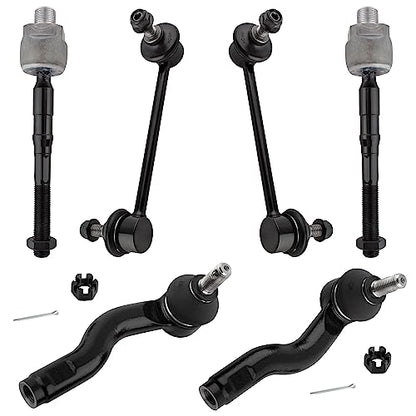BOXI 6pcs Front Inner + Outer Tie Rods Sway Bar Links Fit for Ford Fusion 2006-2010 / for Lincoln MKZ 2007-2009/Zephyr 2006 / for Mercury Milan 2006-2009 |K80251 K80250 ES800102 ES800101 EV800531