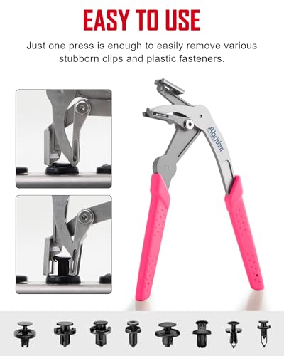 Car Clip Pliers, Panel Clip Removal Tool for Plastic Fasteners,Rose Red - color: Rose Red