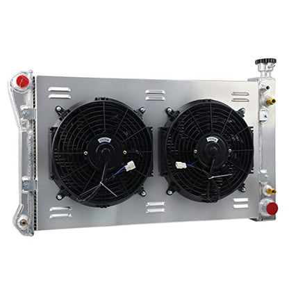 ALLOYWORKS 3 Row Radiator + Shroud Fan + Relay For 1988-1997 Chevy GMC C1500 C2500 K1500 K2500 Pickup 5.0L 5.7L
