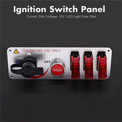 Ignition Switch Panel 12V Push Button Start Race Car Racing 5 in 1 Kit - size: 5 Gang Carbon Fiber