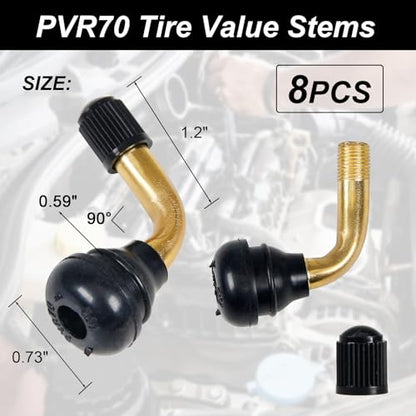 8Pcs Tubeless Tire Valve Stem PVR70, 90 Degree Brass Stem Valve - size: PVR70