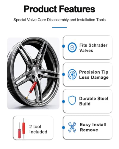 Riseuvo 36Pcs Tire Valve Stem Removal Tool Kit