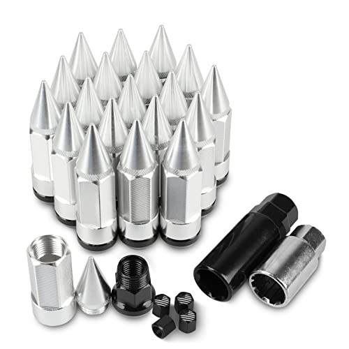 20PCS M12x1.5 Anti Theft Wheel Spikes Lug Nut - color: Silver