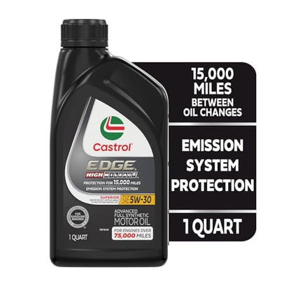 Castrol EDGE High Mileage 5W-30 Advanced Full Synthetic Motor Oil, 1 Quart, Pack of 6 - size: 1 Quarts (Pack of 6)