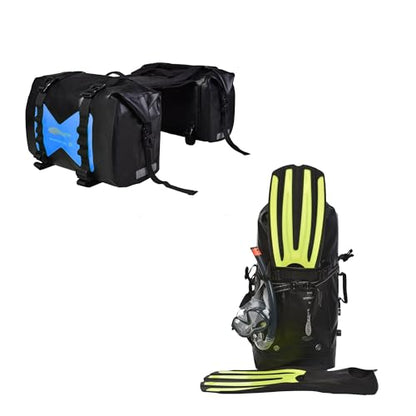 50L Waterproof Motorcycle Saddlebags and 35L Waterproof Backpack for Men and Women - Heavy Duty Roll-Top Floating Dry Bag Backpack for Kayaking, Boating