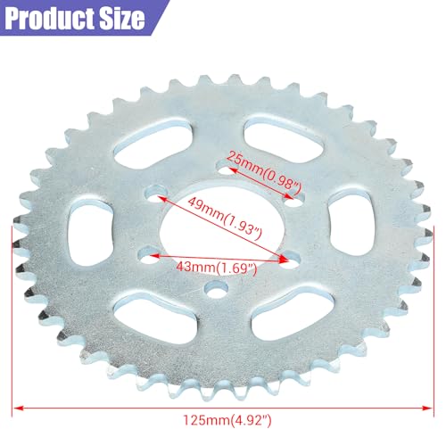 40 Tooth Sprocket 37mm Bore with 35 Chain for CT100U DB30 Mini Bike - color: silver sprocket 40T