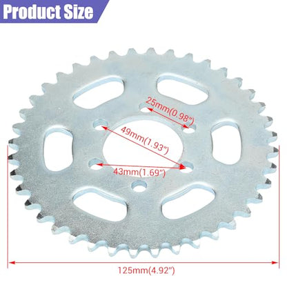 40 Tooth Sprocket 37mm Bore with 35 Chain for CT100U DB30 Mini Bike - color: silver sprocket 40T