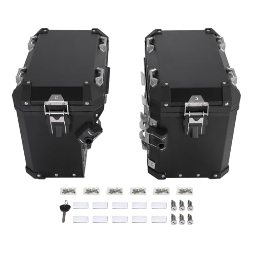 TCT-MOTORPARTS 48L Black Saddlebags Panniers Side Case Luggage Bag Fits for BMW R1200GS R1250GS - color: Black Saddlebags (48L)