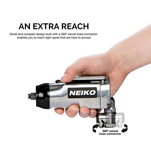 Neiko 30088A 3/8" Drive Butterfly Impact Wrench, 75 Foot/Pound High Power Outlet Air Wrench, 10,000 RPM Pneumatic Impact Wrench, 1/4” Air Inlet 3/8” Air Hose Size Pneumatic Tool for Mechanics