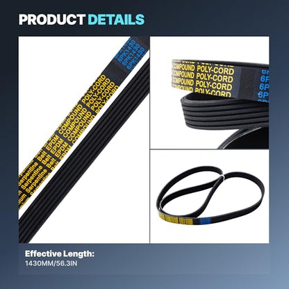 6PK1430 Serpentine Drive Belt for Nissan Altima (2013-2018) - size: 6PK1430-1430mm