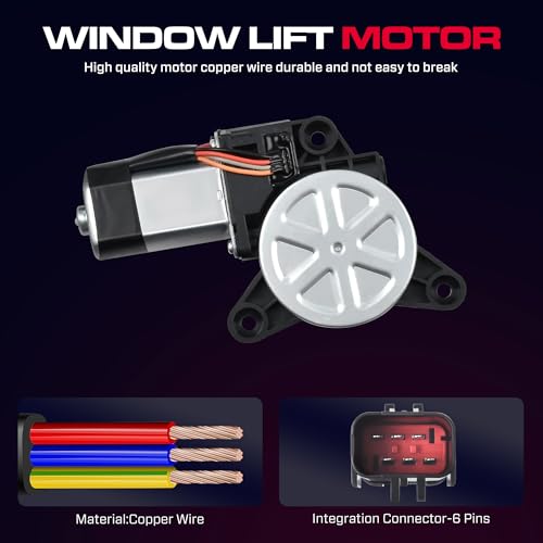 Front Driver Side Power Window Regulator with Motor (6 Pins) Fit for 2008-2016 Town & Country, 2008-2020 Dodge Grand Caravan, 2012-2015 Ram C/V, 748-508 - size: Front Driver With Motor
