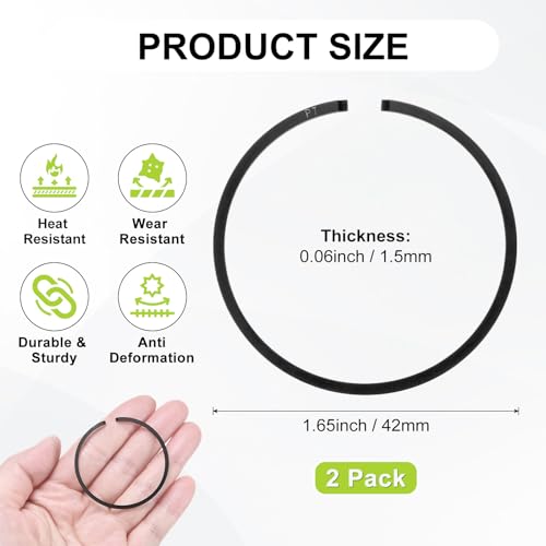 M METERXITY 2-Pack Engine Piston Rings Kit, 42mm x 1.5mm Thick Ductile Iron Piston Ring Set Standard Replacement for Small Engines/Motors/Machinery [Black] - size: 42mm x 1.5mm