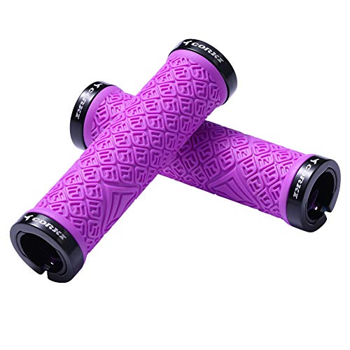 corki Mountain Bike Grips,Double Lock on Locking Bicycle Handlebar Grips for MTB,Downhill - color: Purple