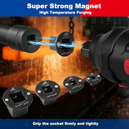 Socket Set Adapter,Low Profile Impact Socket Set Works with Impact Wrench，Torque Wrench，Electric Ratchet，Designed for Confined Space，3/8" to 1/2", 1/4" to 3/8", 3/4" to 1", 1/2" to 3/4", 4PC