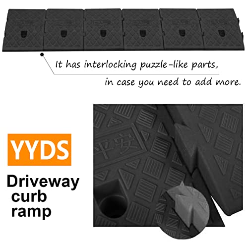 YYDS Curb Ramp, 6" 7" Rise Height 2 Pack,Heavy Duty Plastic Ramps,Interlock Curb Ramps for Driveway,Threshold Ramp for Sidewalk,Driveway,Car, Scooter, Bike, Motorcycle (6 inch high) - size: 6 inch high