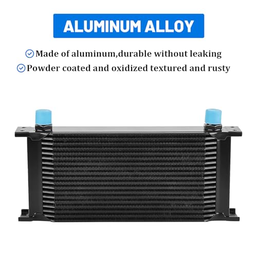 19 Row 10AN AN10 Aluminium Engine Transmission Oil Cooler Kit Stacked Plate With 6AN 8AN Adapter Universal Engine Transmission British Radiator Black - color: Black-19 Row
