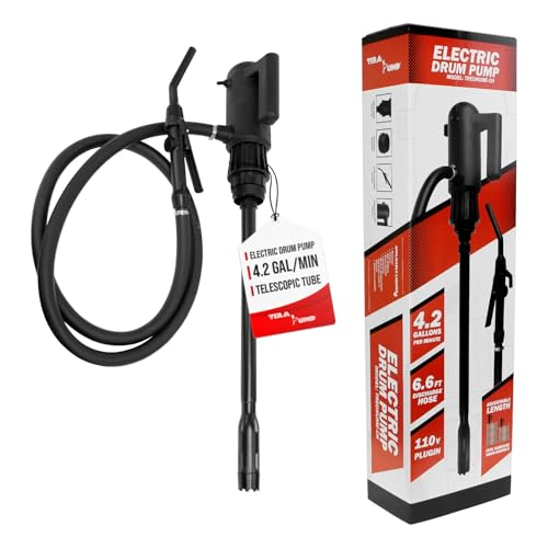 TERA PUMP Telescopic Chemical Plug-in Electric Barrel Pump - color: Black