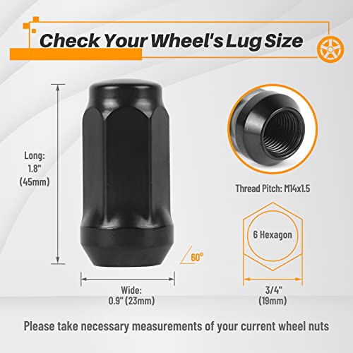 MIKKUPPA M14x1.5 Lug Nuts, Replacement for Chevy Ford Aftermarket Wheel - color: Black, size: M14x1.5 (24PCS)