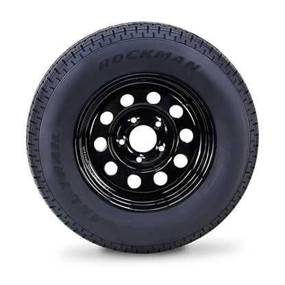 ROCKMAN Trailer Tire Wheel ST205/75R15 8-Ply D 107M 5X5" PCD Black Mod Rim - size: ST205/75R15 8PR/5x5