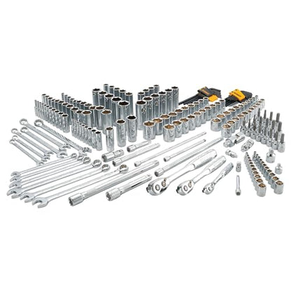 DEWALT Mechanics Tools Kit and Socket Set, 204-Piece Dewalt Tool Set, 1/4" & 3/8" & 1/2" Drive, Metric/SAE Deep and Shallow Sockets, 3/8" Hex Bits, Torx Bits, Spark Plugs, Wrenches (DWMT72165)