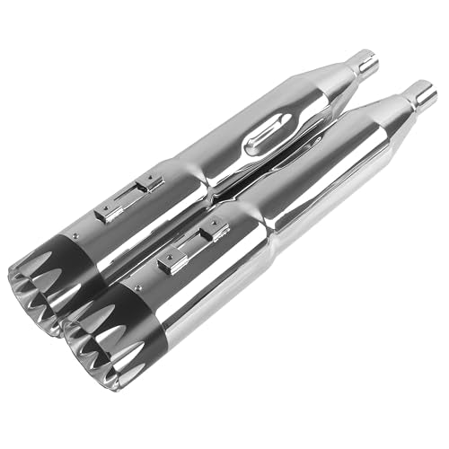 SHARKROAD 5.0" Slip-on Mufflers for Harley Touring - style: HDMF-509509CB, Chrome Body+Black Tip