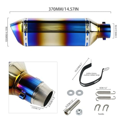 PACEWALKER Motorcycle Slip On Muffler, 1.5-2", 38-51mm Inlet, Grilled Blue - size: Grilled Blue